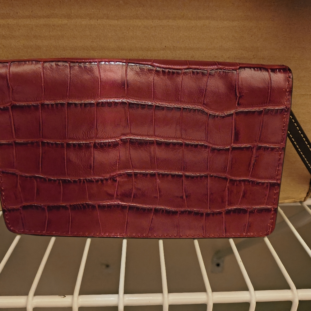 Dooney & Bourke Burgundy Croc-Embossed Wristlet - Picture 7 of 7